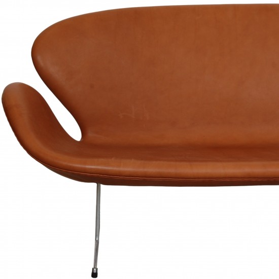 K b brugt Arne Jacobsen Svane sofa i cognac anilin l der